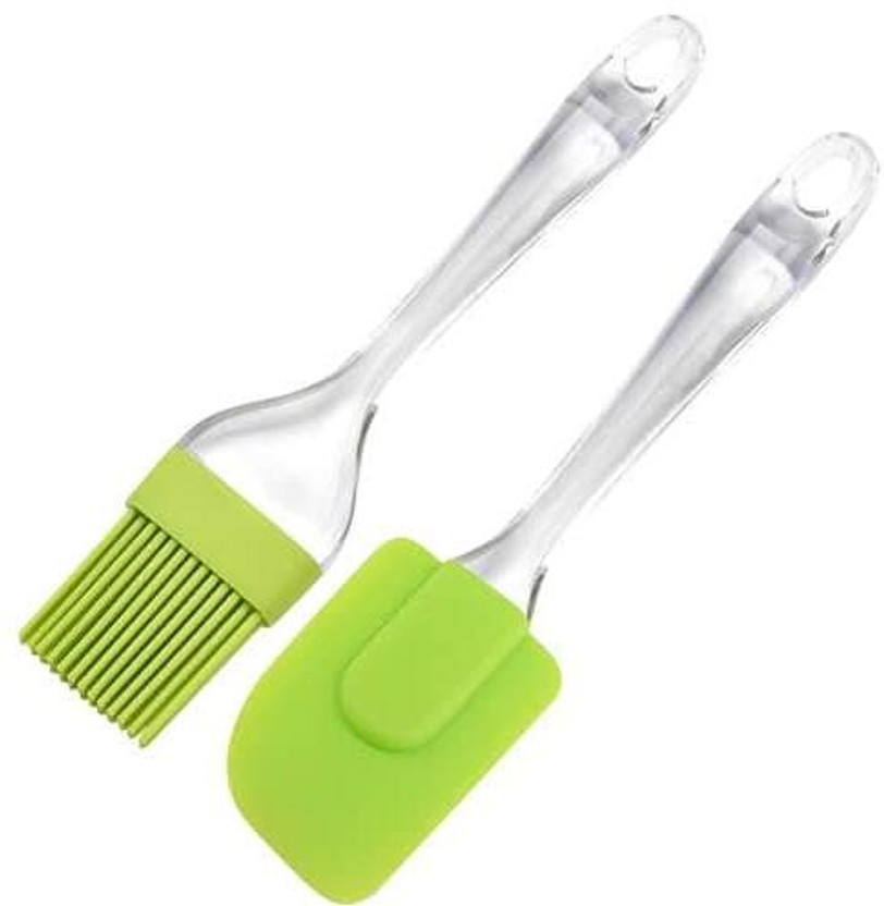PP Globals Silicone Oil Brush and Spatula Set for Baking, Cooking & BBQ (2-Pieces ) Kitchen Tool Set(Multicolor, Spatula, Brush)