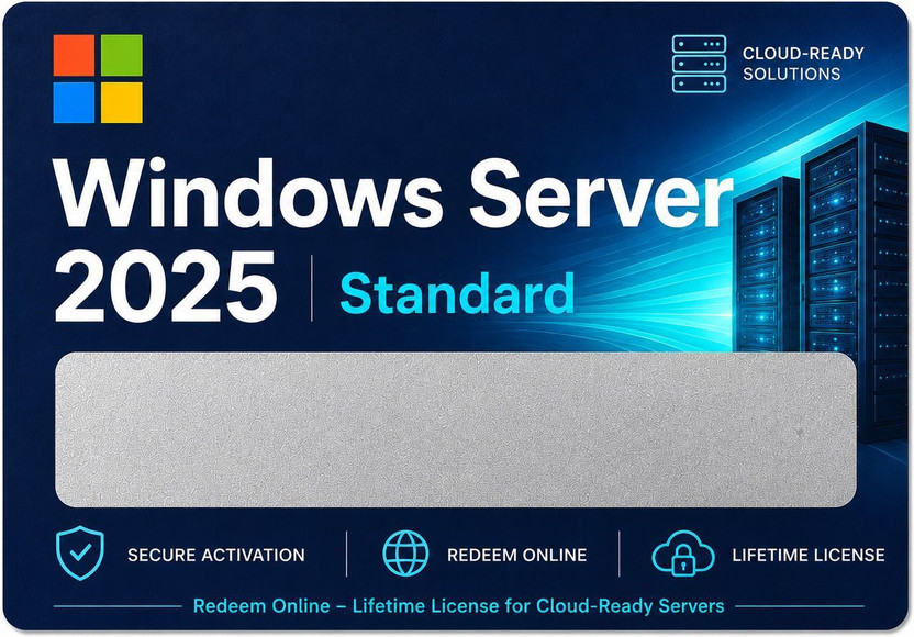 Gamework Windows Server 2025 Standard Redeem Code Product Key Standard License Key Card Edition Physical delivery only x32 x64 Operating System License