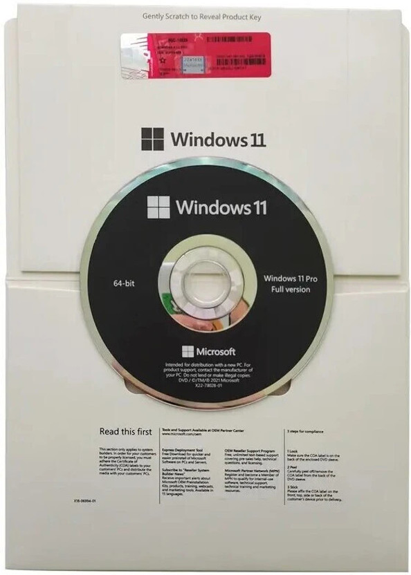 MICROSOFT Windows 11 Pro (1 User, Lifetime Validity) DVD Pack OEM Latest 64/32 Bit