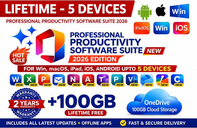 Key Bazaar Pro Plus 2026 AI, 5 Devices, Lifetime, PC & Mobile, 100GB Cloud 2026 Both 32 and 64