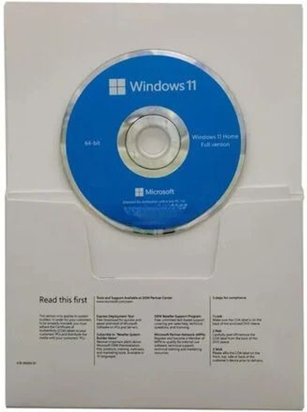MICROSOFT Windows 11 (1 User/PC, Lifetime Validity) OEM DVD PACK Pro 64/32 Bit
