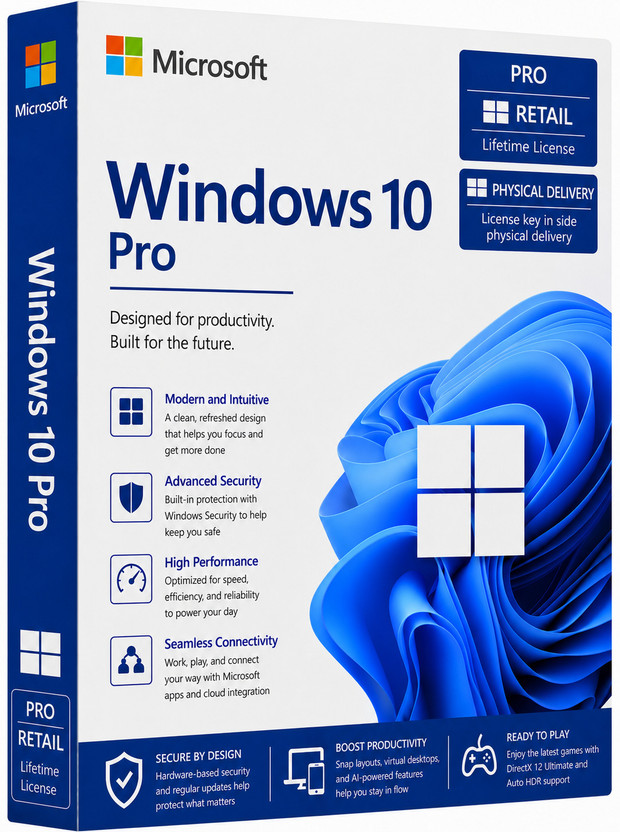 MICROSOFT Windows 10 Pro License Key card (Physical delivery) 32/64 bit (1 Pc/1 User) Unlimited Re-installation's