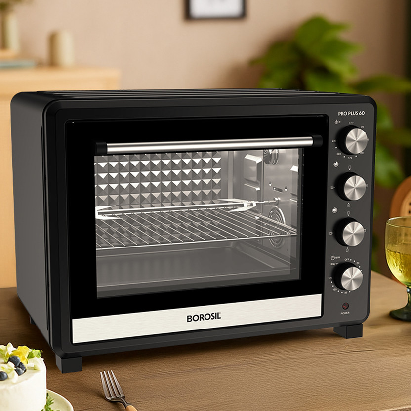 BOROSIL 60-Litre(60L Pro Plus Made in India OTG, 12 Stage Heating, Motorized Rotisserie, Black)