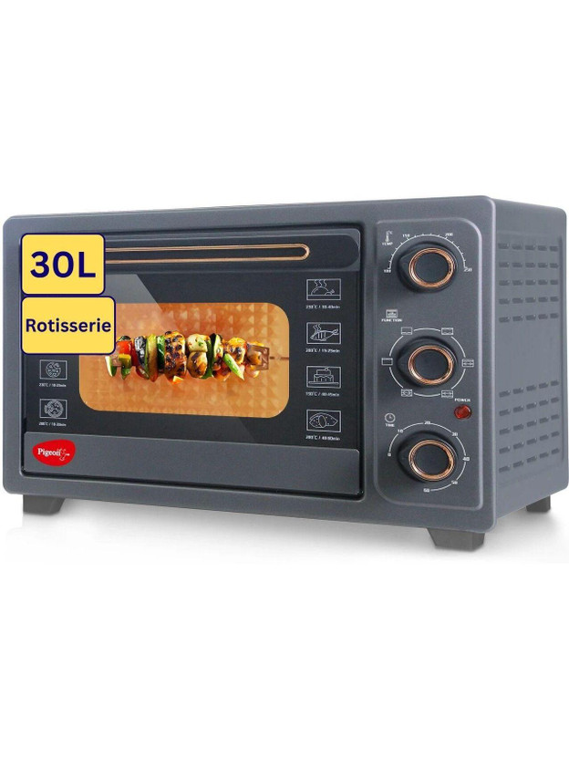Pigeon 30-Litre Oven Toaster Grill OTG ELECRTIC OVEN WITH ROTISSERIE, Black