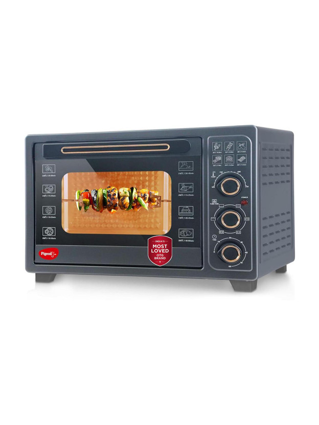 Pigeon 40-Litre Oven Toaster Grill OTG Electronic Oven with Rotisserie, Black