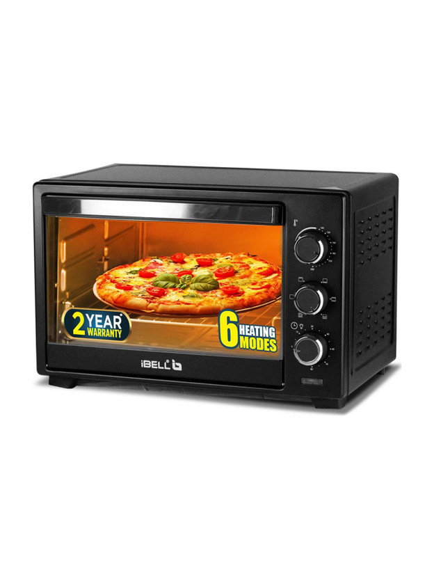 iBELL 25-Litre Oven Toaster Grill OTG EO25LG Premium 25 Litre 1600 Watt Electric Oven Toaster Grill with Rotisserie Function., Black