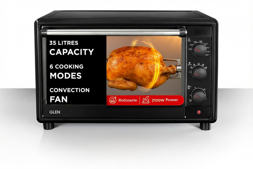 Glen Glen 35-Litre Oven Toaster Grill OTG OTG -35 L Motorized Rotisserie, Convection Fan, 2100W - Black (SA5035BLRC), Black - Flipkart Deal