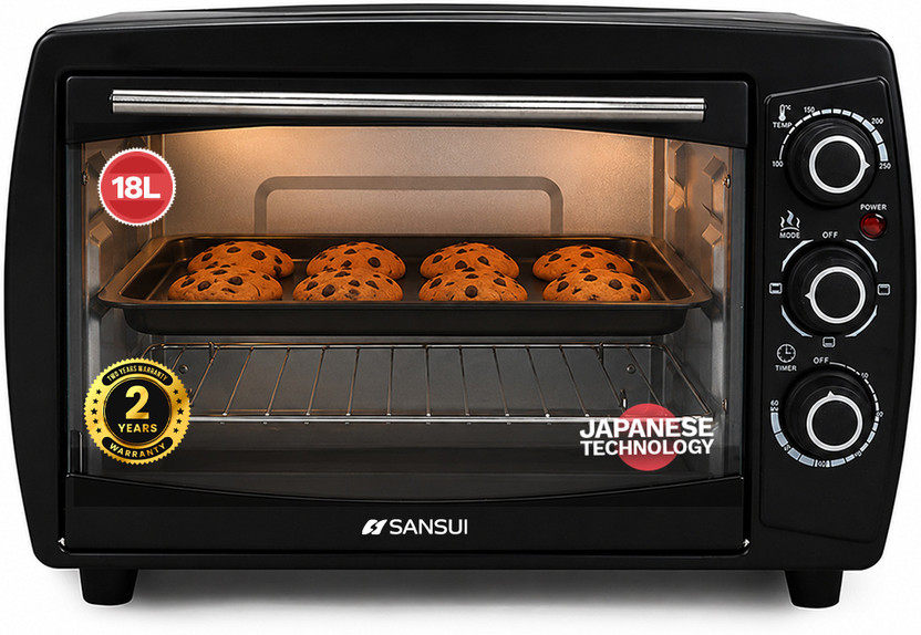 Sansui 18-Litre 1200 Watt, Interior Light, 4 Cooking Modes Oven Toaster Grill OTG SNOT18NNTAB, Black