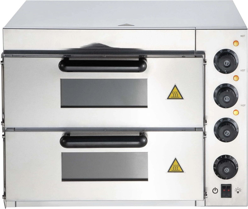 HGEI 60-Litre(commercial Double Deck Electric Pizza Oven, SILVER)