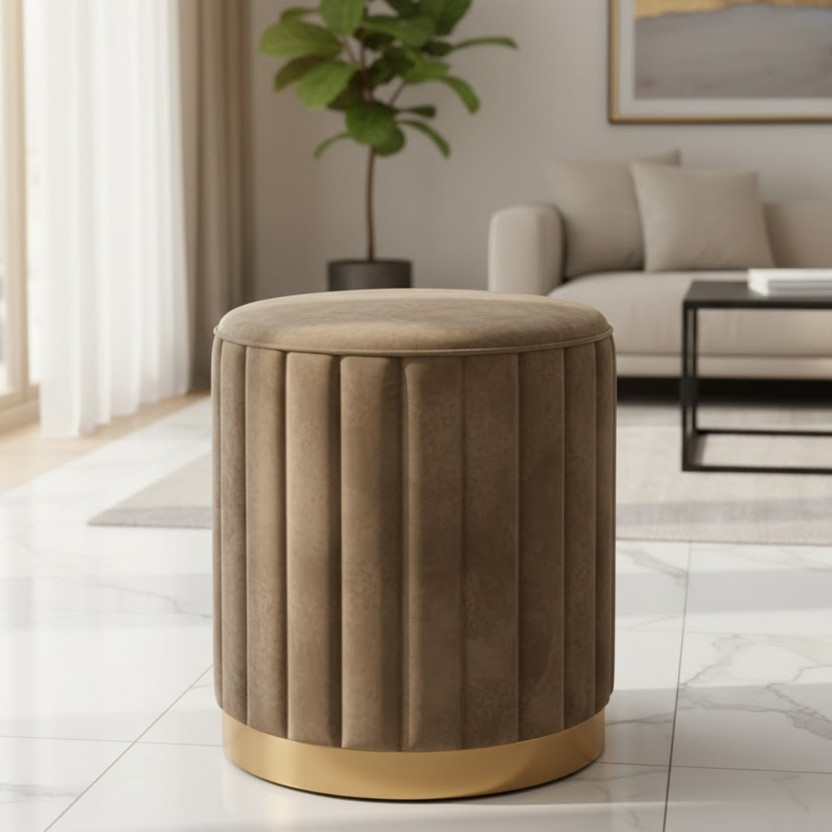 Sukhmani woodcrafts Solid Wood Pouf(Finish Color - Brown, Pre Assembled)