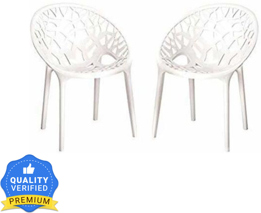 Nilkamal CRYSTAL-PP-WHITE-02 Plastic Outdoor Chair(WHITE, Set of 2, Pre-assembled)