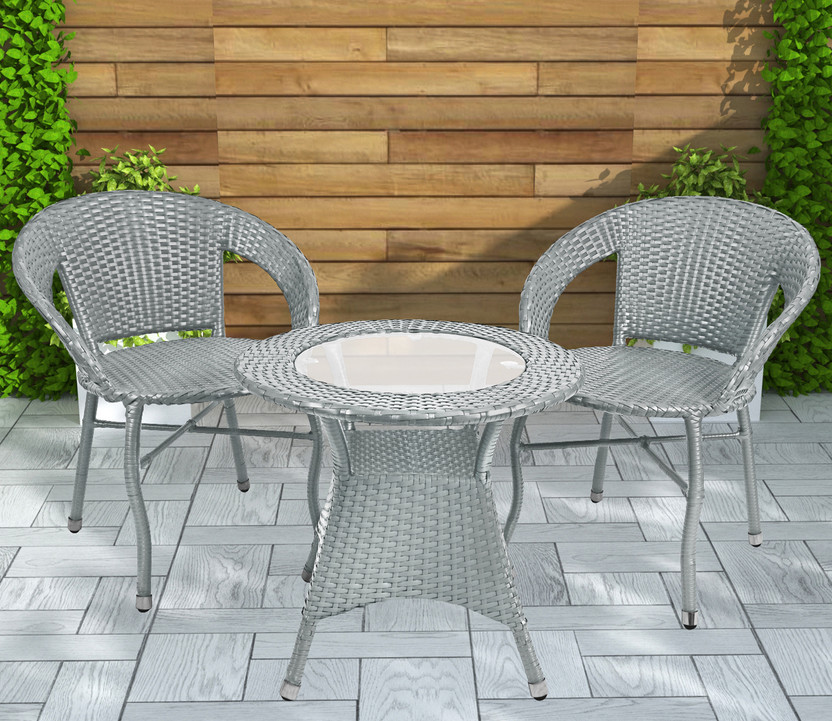 Aadya Craft Synthetic Fiber Table & Chair Set(Finish Color - SILVER, Pre-assembled)