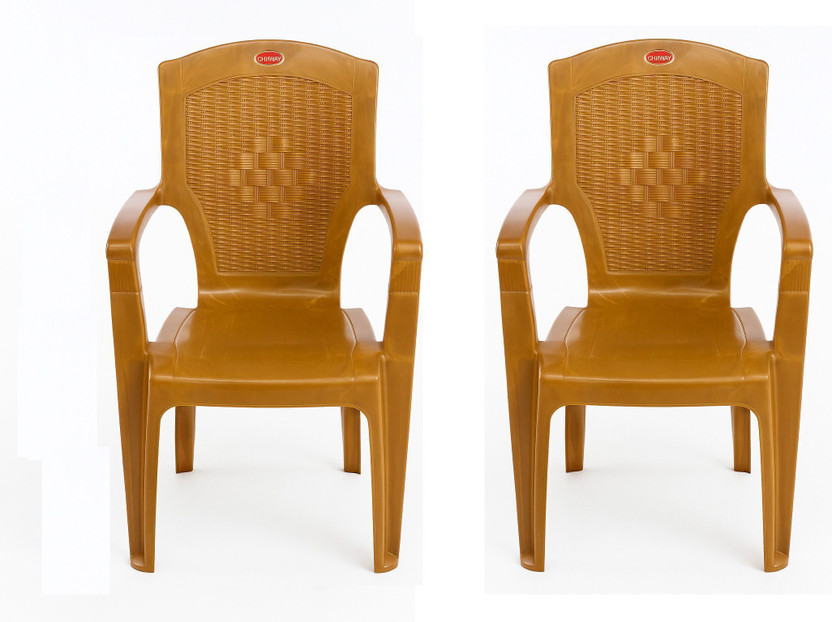 SRI GAYATHRI POLYMERS Comfortable Seating for Home & Living Room | Matt & Gloss Pattern Plastic Outdoor Chair(YELLOW, Set of 2, Pre-assembled)