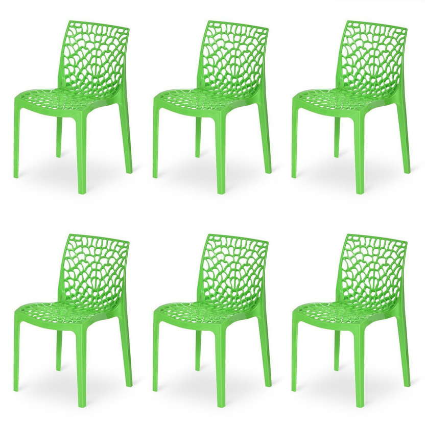 Supreme Web for Home & Garden Plastic Outdoor Chair(Parrot Green, Set of 6, Pre-assembled)