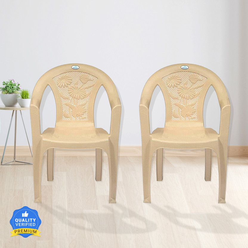 Nilkamal Mid Back Chair with Arm CHR2060 Plastic Outdoor Chair(Gloss, Set of 2, Pre-assembled)