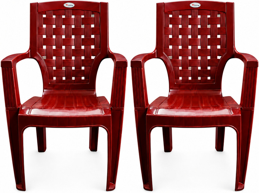 ezora Vista Prestige gold Plastic Outdoor Chair(Red, Set of 2, Pre-assembled)