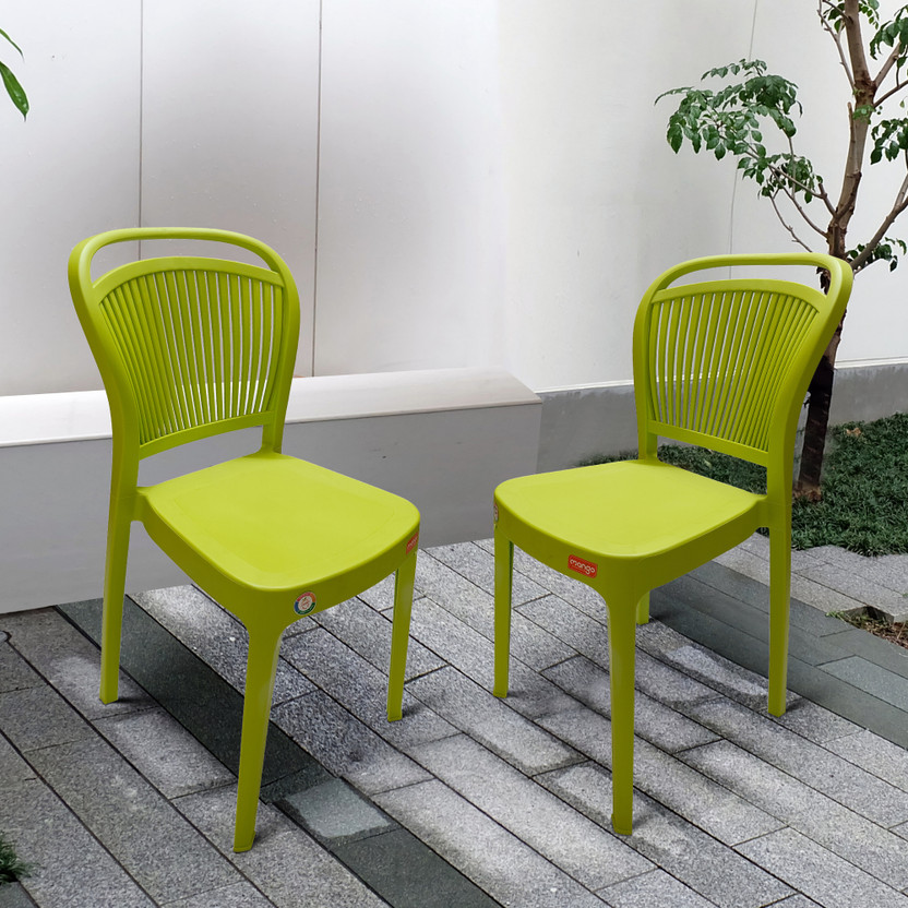 Furniture Yard Mango Salsa Plastic Chair/Stackable Plastic Chair/Strong & Sturdy Structure/ Plastic Outdoor Chair(Green, Set of 2, Pre-assembled)