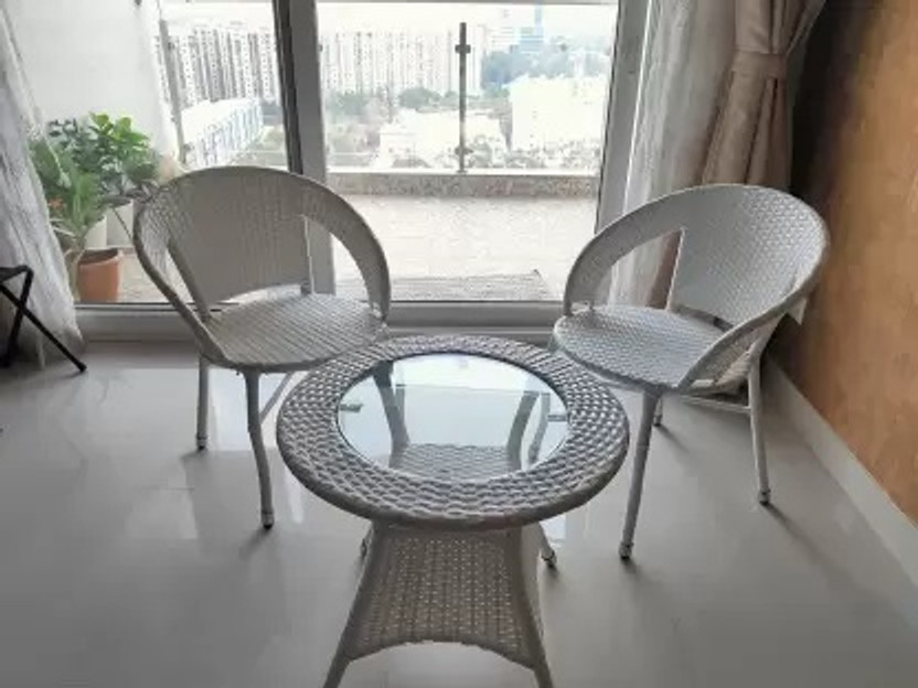 KLODOR Premium Designer Garden/Balcony/Terrace/Poolside Patio Seating Chair & Table Set Metal Outdoor Chair(WHITE, Set of 2, DIY(Do-It-Yourself))