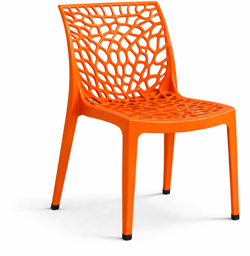 SRI GAYATHRI POLYMERS Premium Web Design Plastic Chair|Stylish Modern Armless Chair for multipurpose Plastic Outdoor Chair(Orange, Pre-assembled)