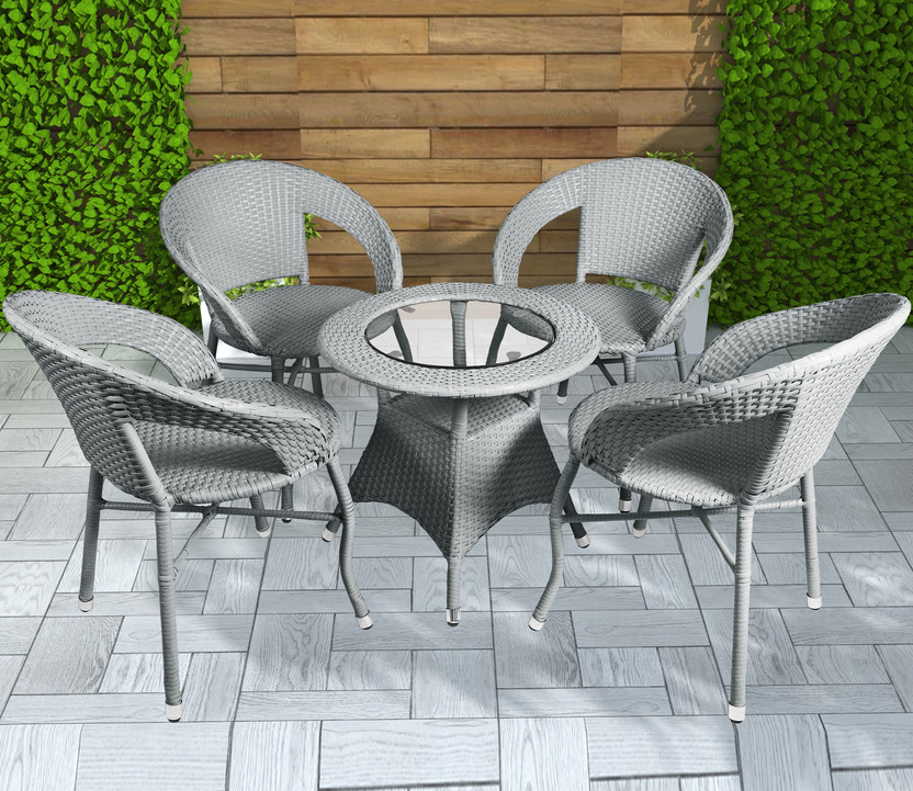 Aadya Craft Synthetic Fiber Table & Chair Set(Finish Color - GREY, Pre-assembled)