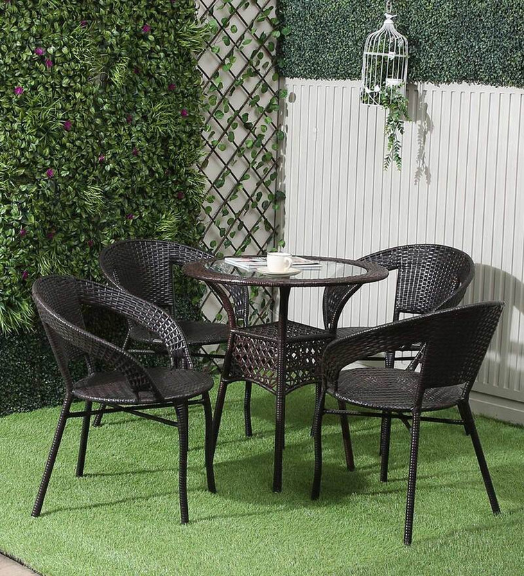 Aadya Craft Synthetic Fiber Table & Chair Set(Finish Color - DARK BLACK, Pre-assembled)