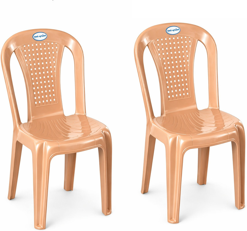 SRI GAYATHRI POLYMERS Plastic Outdoor Chair(Beige, Pre-assembled)