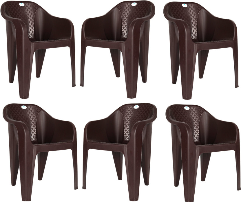 HOMIBOSS Plastic chair for home, outdoor & Living room, plastic chairs set of 6 Pieces Plastic Outdoor Chair(Brown, Set of 6, Pre-assembled)