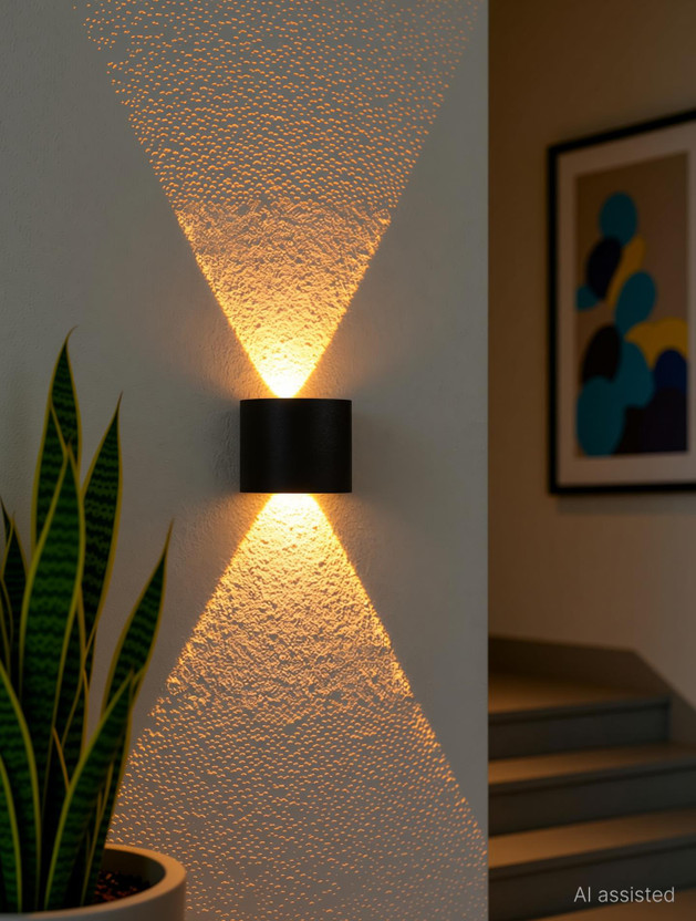 YOGABACA LED Outdoor Waterproof IP65 Exterior interior Wall Step Up Down Light Fixture Lamp Post Light Outdoor Lamp(Black)