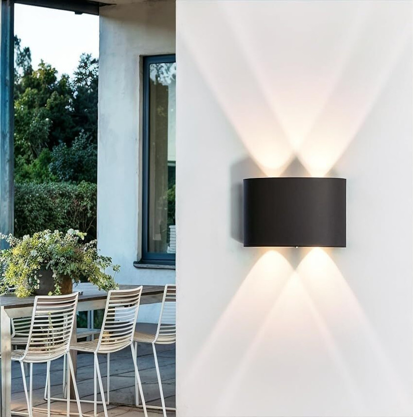CIRAMA LED Outdoor Waterproof IP65 Exterior interior Wall Step Up Down Light Fixture Lamp Post Light Outdoor Lamp(Black)