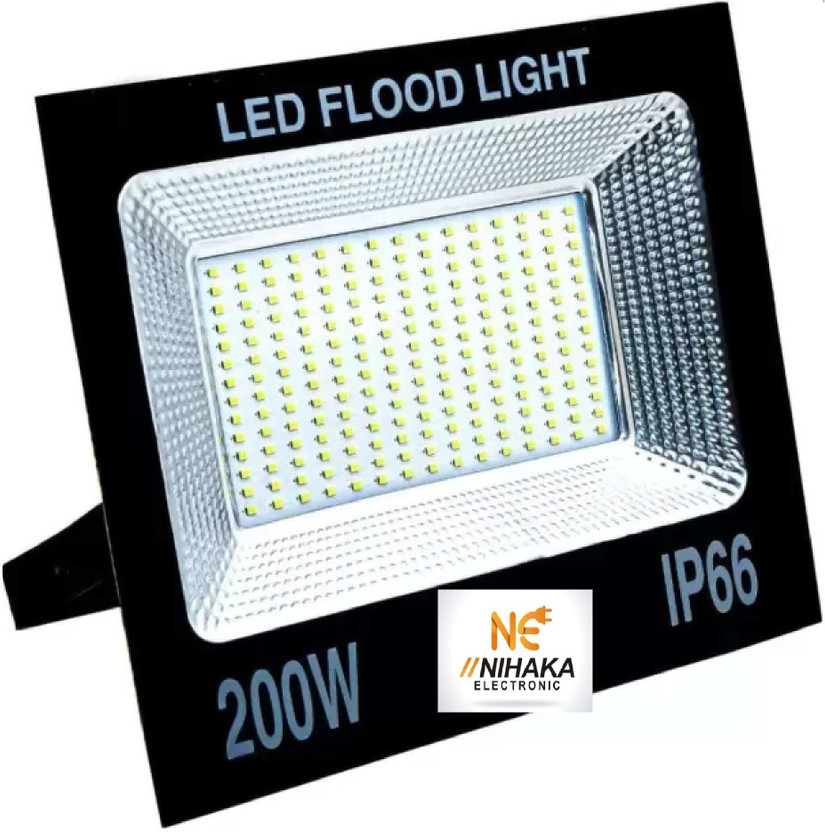 NIHAKA 200 W Waterproff Ip66 Ultra Slim Led Outdoor Flood Light (Pack of 1) b2 Flood Light Outdoor Lamp(White)