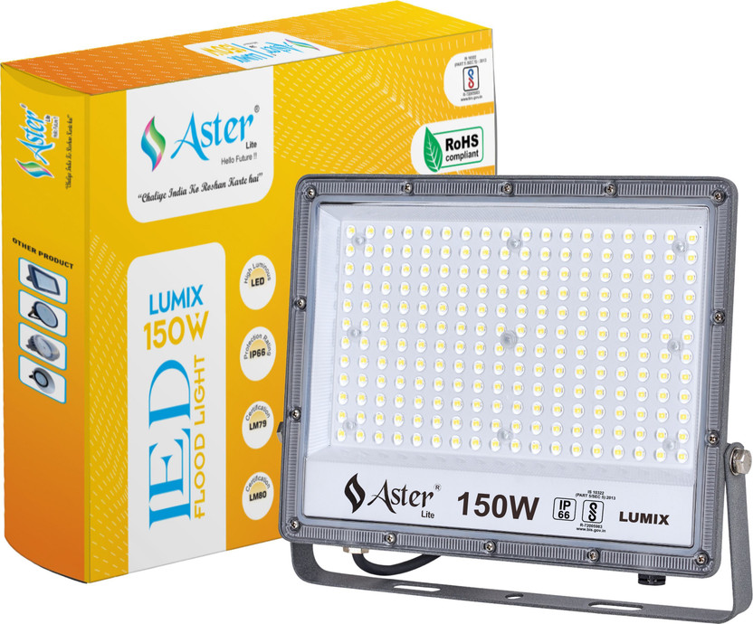 ASTER LITE Lumix 150W LED Flood Light IP66 Waterproof 6500K Cool White Flood Light Outdoor Lamp(Grey)