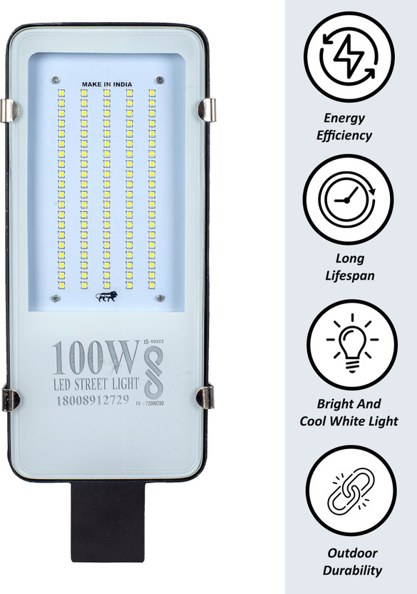 Flipkart SmartBuy 100W BIS Approved Aluminium Body LED Street Flood Halogen Outdoor Light With 2 Year Warranty - Pack of 1 Street Light Outdoor Lamp(White)