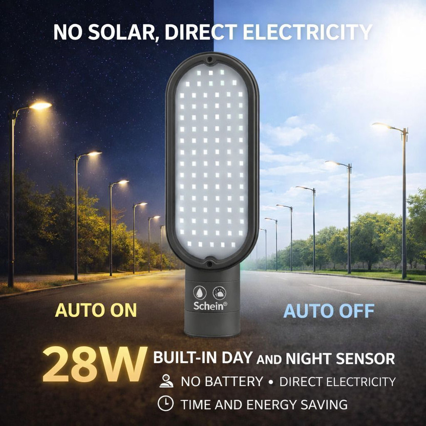 SCHEIN 28W DAY NIGHT SENSOR STREET LIGHT AUTO ON OFF WHITE WATER PROOF DUST PROOF IP66 Street Light Outdoor Lamp(White)