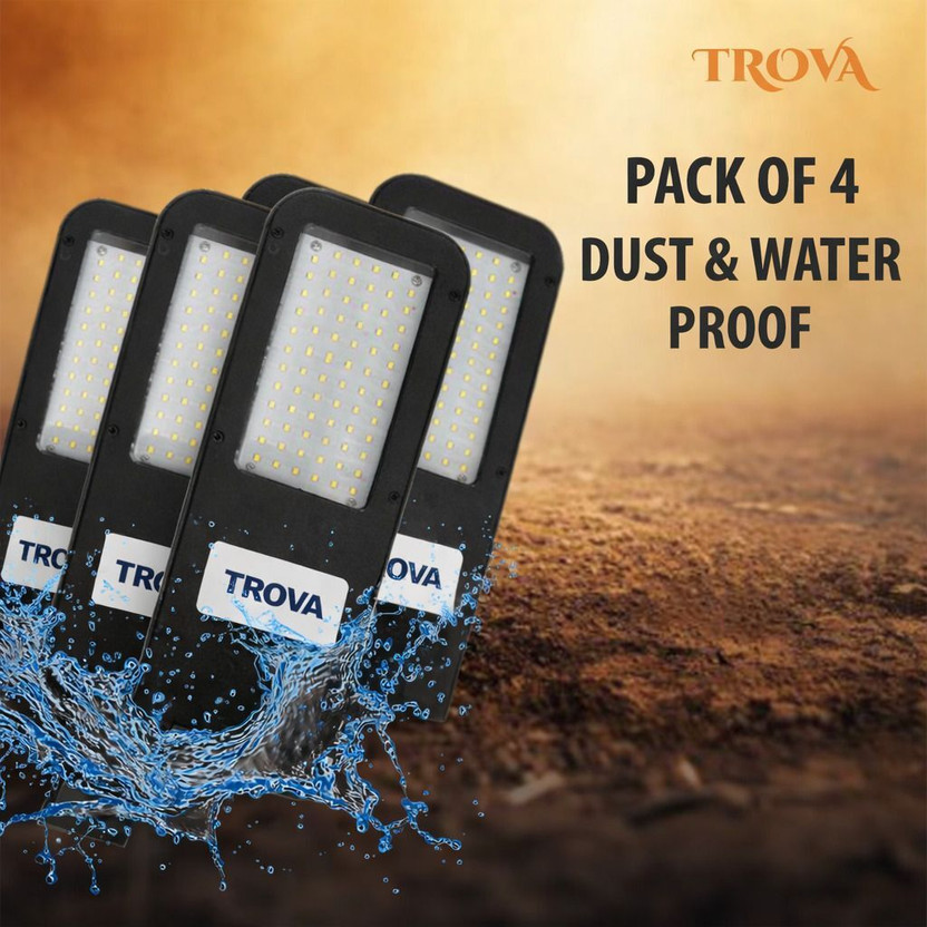 Trova 72W LED Street Light |pack of 4| High Brightness Outdoor Waterproof IP65 Energy Saving Street Lamp for Roads, Parking Lots, Gardens & Industrial Use Street Light Outdoor Lamp(Black)