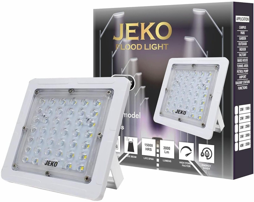 Jeko 25W LED Flood Light | Waterproof IP66 | Outdoor Wide Beam | for Garage, Shop, Garden & Security | Pack of 1 Street Light Outdoor Lamp(White)