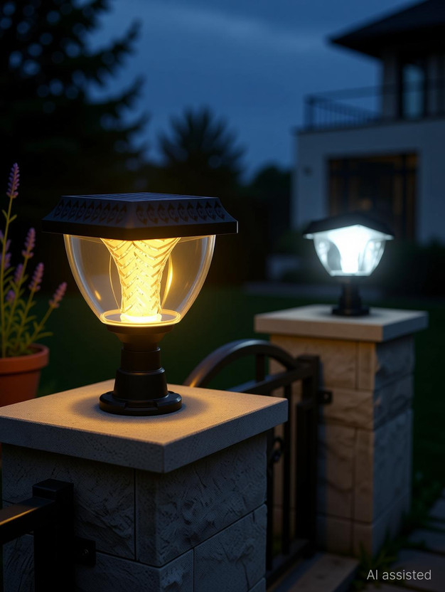 Homehop Solar Gate Lights Outdoor Waterproof Automatic Garden Decorative Pillar Lamp Gate Light Outdoor Lamp(Multicolor)