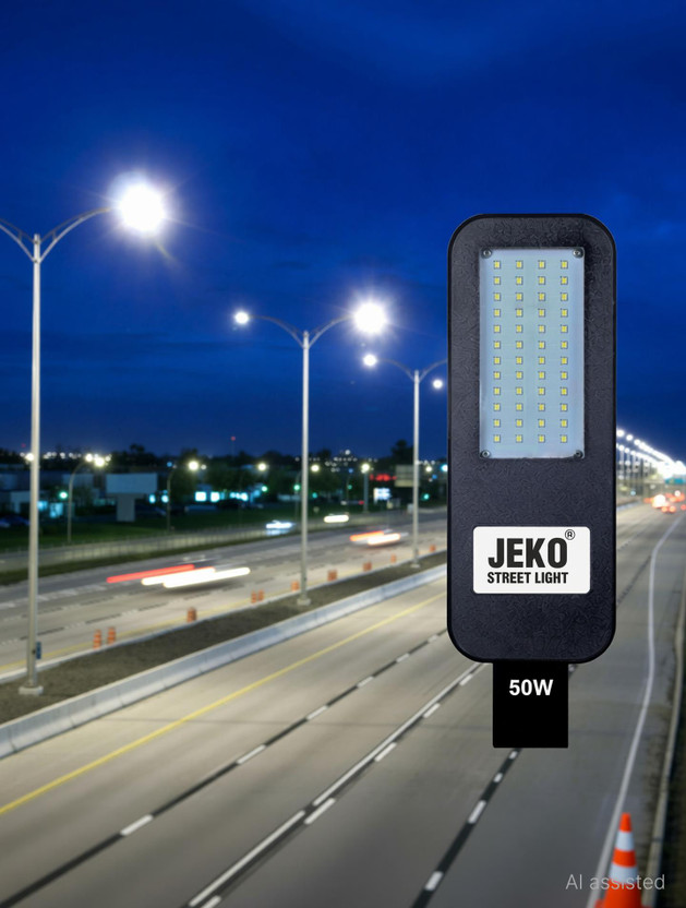 Jeko 50W Waterproof Outdoor LED Street Light - BIS Approved Corded Electric Street Lamp for Reliable Illumination Street Light Outdoor Lamp(Black)