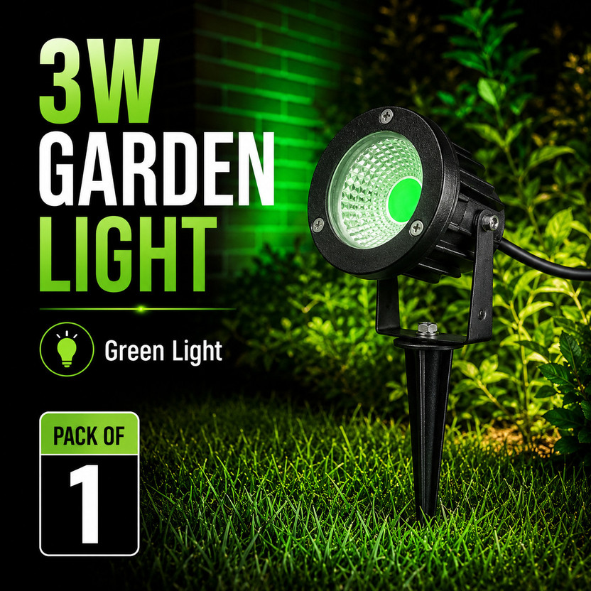spark world 3W Green LED Waterproof Spike Garden Light – Pack of 1 Post Light Outdoor Lamp(Green)