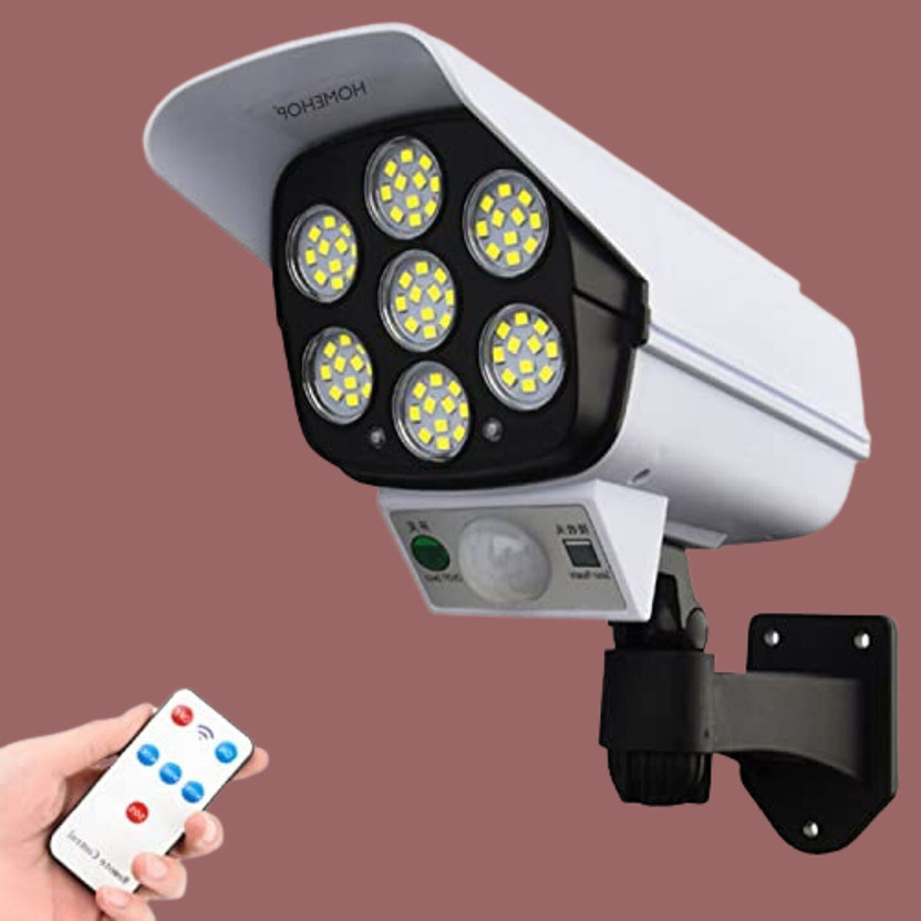 Homehop Homehop Solar 15 Watt 77 LED Outdoor Security Fake CCTV Camera Model Lights decor design Automatic motion sensor light for home garden, Waterproof house Wall lighting Gate Light Outdoor Lamp(White) - Flipkart Deal