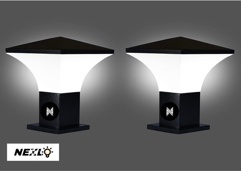 NEXLO MODERN NX PHANTOM 2PC MATTE BLACK and WHITE GATE LIGHT Gate Light Outdoor Lamp(Black, White)