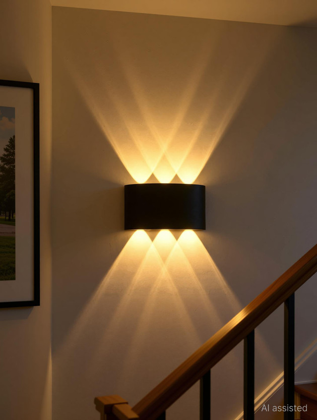 YOGABACA LED Outdoor Waterproof IP65 Exterior interior Wall Step Up Down Light Fixture Lamp Post Light Outdoor Lamp(Black)