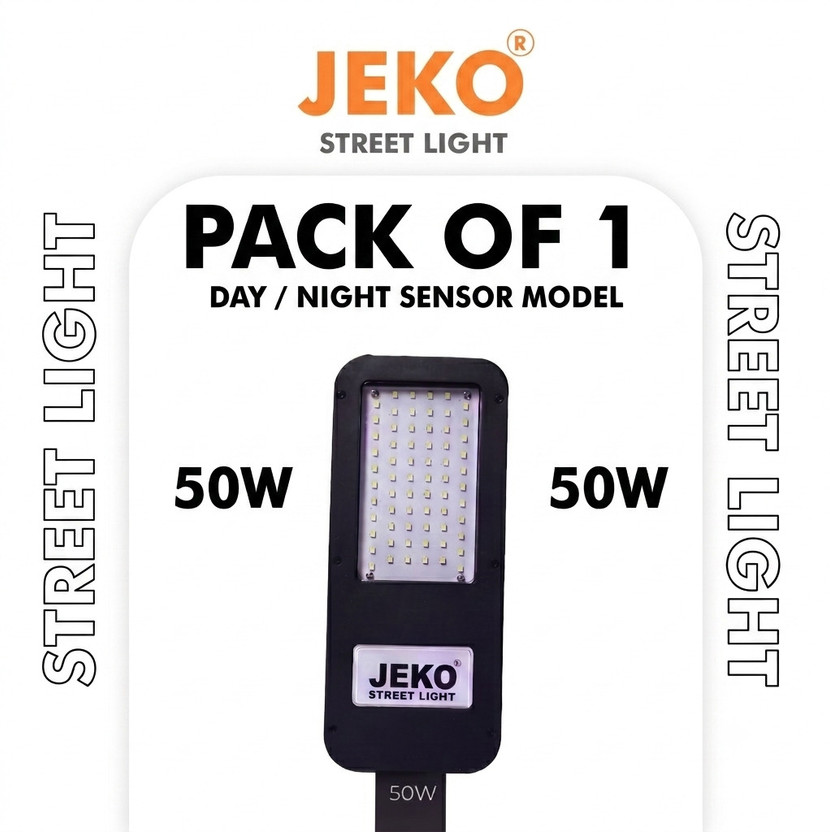 Jeko 50W LED Non Sensor Street Light | High Power Waterproof IP65 LED Security Light | Bright LED Aluminium Light Street Light Outdoor Lamp(Black, Grey)