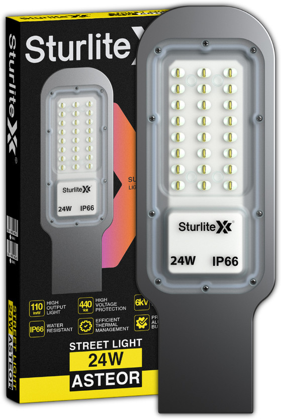 Sturlite Asteor 24W LED Street Light - (Pack of 1) (L-G-0060-24W) Flood Light Outdoor Lamp(Grey)