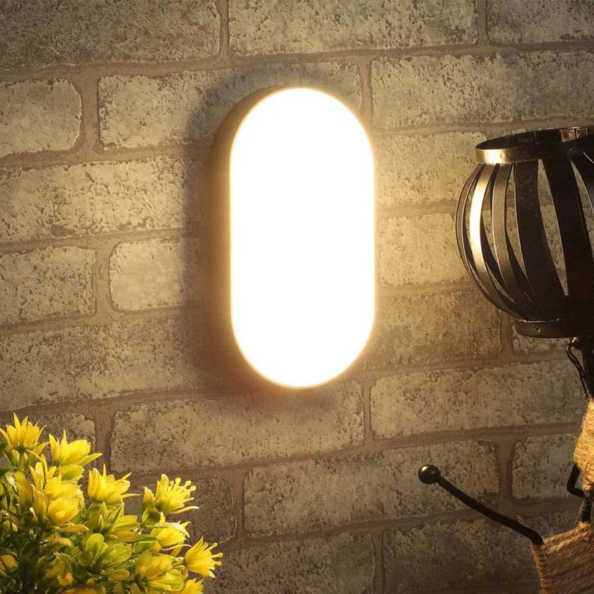 CIRAMA PVC Waterproof Outdoor Bulkhead Led Wall Light Lamp for Offices | Home | Wall lamp | Floor lamp | (Warm White17x7x5 cm) Pack of 1 Flood Light Outdoor Lamp(Yellow)
