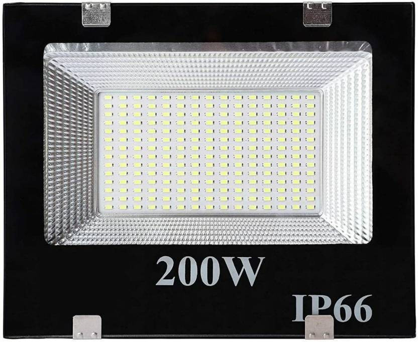 NIHAKA 200 W Waterproff Ip66 Ultra Slim Led Outdoor Flood Light (Pack of 1) Flood Light Outdoor Lamp(White)