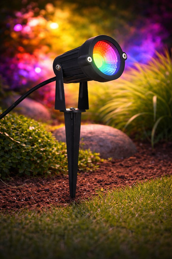 Hybrix LED Spike Garden Light 6W Optical COB LED Spot Light with 7+ Multicolor Lighting, IP67 Waterproof Outdoor Landscape Focus Light for Garden, Lawn, Pathway & Home Decor (PACK OF 1) Post Light Outdoor Lamp(Multicolor)