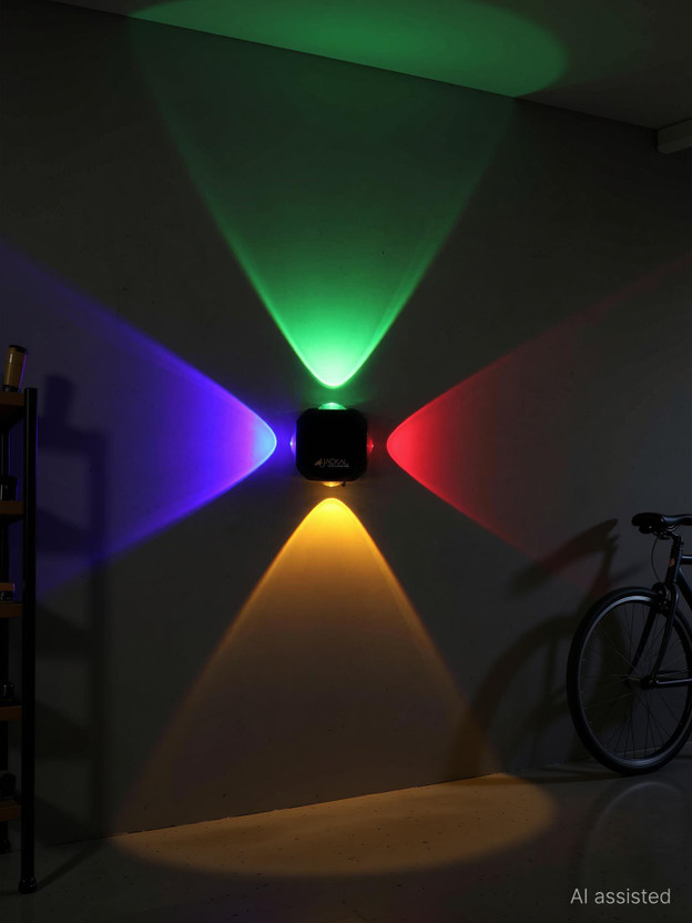 YOGABACA 4 Way LED Indoor & Outdoor Lamp Up/Down Right/Left Elevation Light Rustproof & Waterproof Aluminum Body Black (Multi Color) Post Light Outdoor Lamp (Multicolor) Post Light Outdoor Lamp(Multicolor)