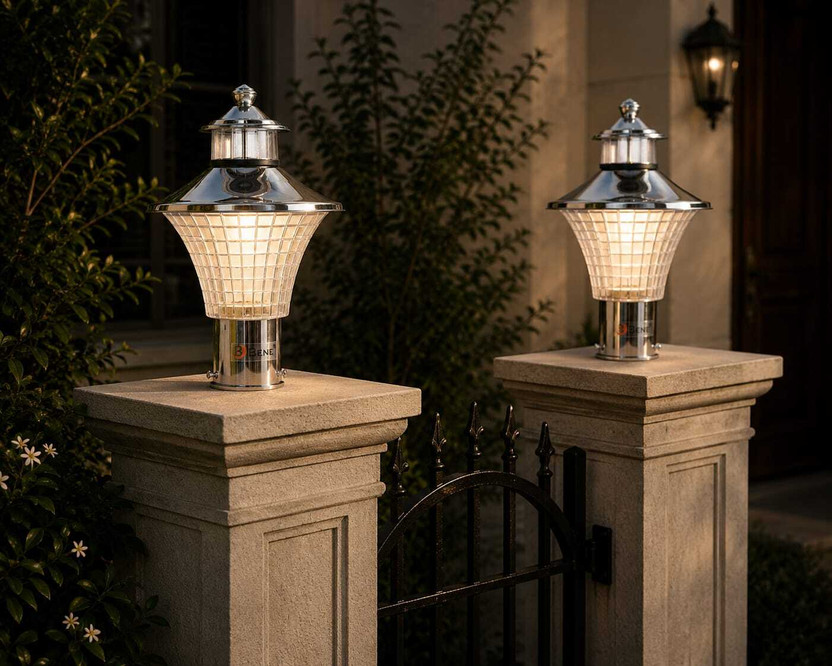 BENE Garden Light Nice RG 23 Cm (Pack Of 2 Pcs) Gate Light Outdoor Lamp(Steel)