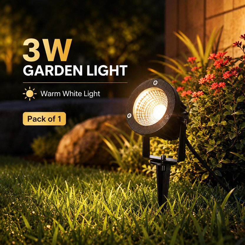 spark spark world 3W Warm White LED Waterproof Spike Garden Light – Pack of 1 Post Light Outdoor Lamp(Black) - Flipkart Deal