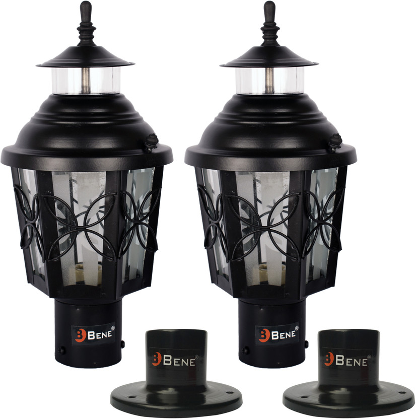 BENE Garden Light Lily 15 cm (Black, Pack of 2 Pc) Gate Light Outdoor Lamp(Black)